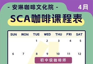 安琳咖啡SCA咖啡培训课程表（2025年4月）